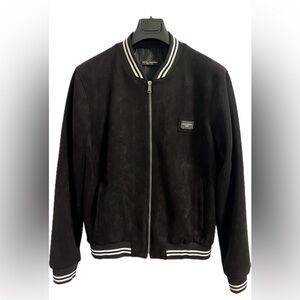 Dolce cabbana stripe trim suede bomber jacket for men